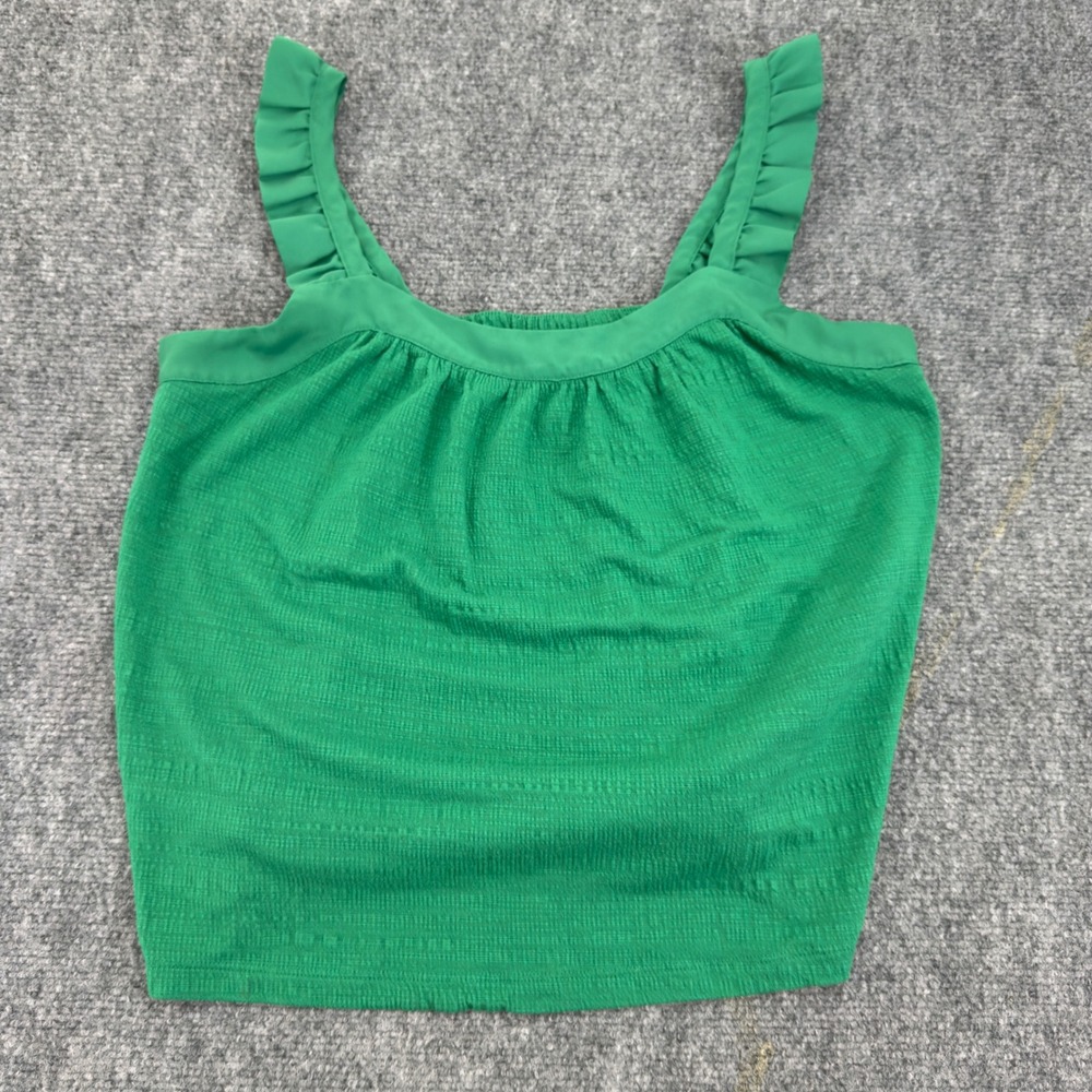 Banana Republic Ruffle Strap Textured Tank Top Green Size S